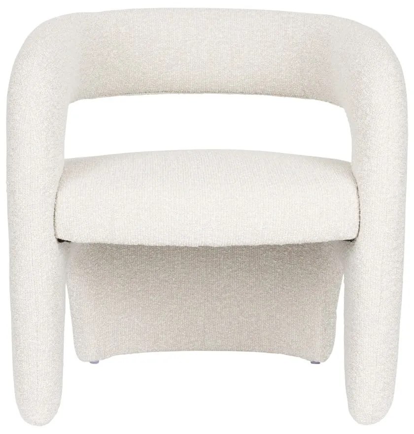Fotoliu alb cu tapițerie din țesătură bouclé Nova – White Label