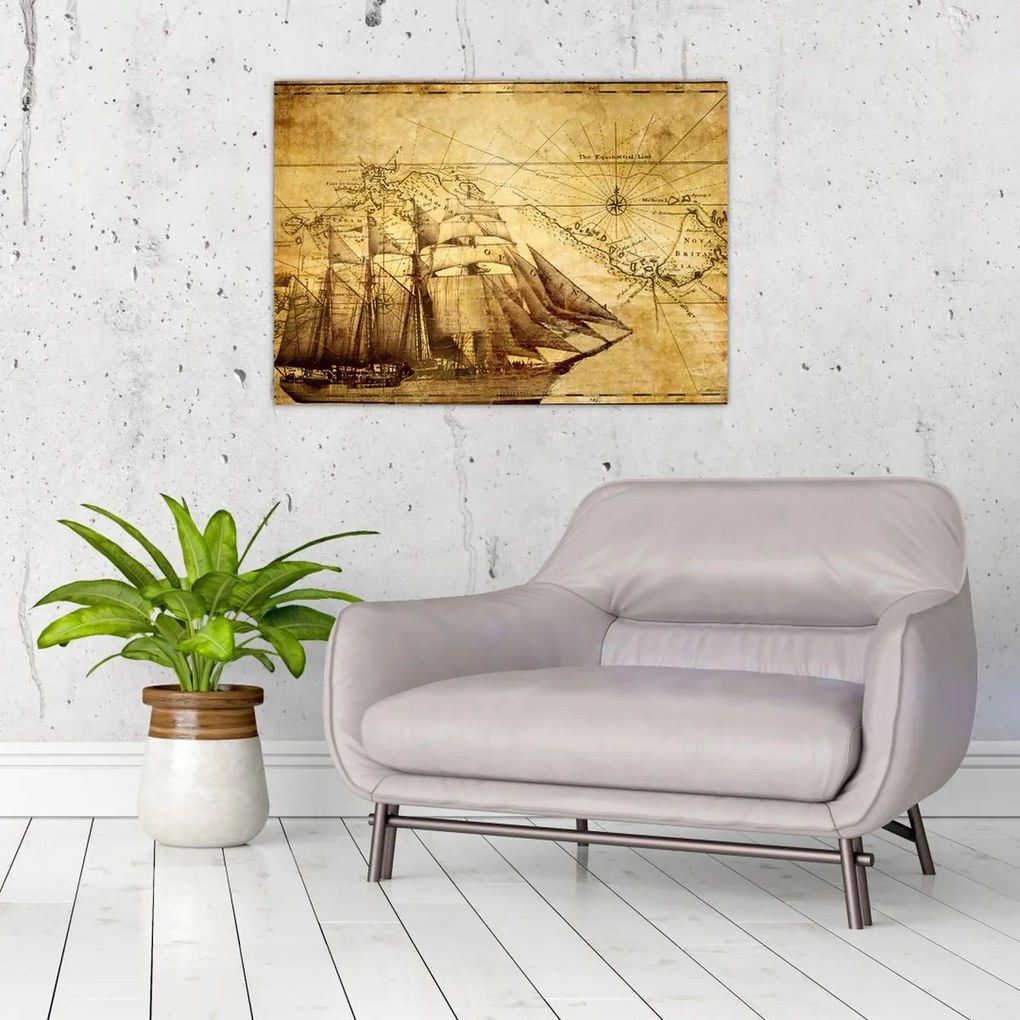 Tablou - Harta veche (70x50 cm)