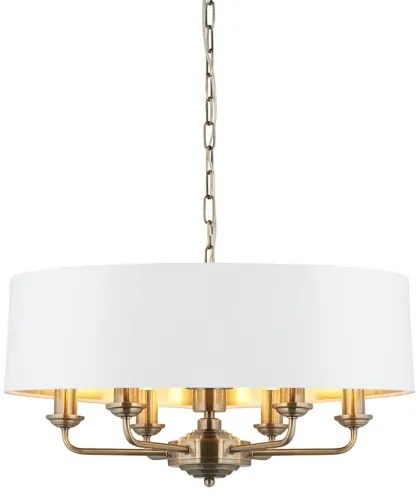 Lustră pe lanț Endon 98933 HIGHCLERE 6xE14/40W/230V alb/alamă