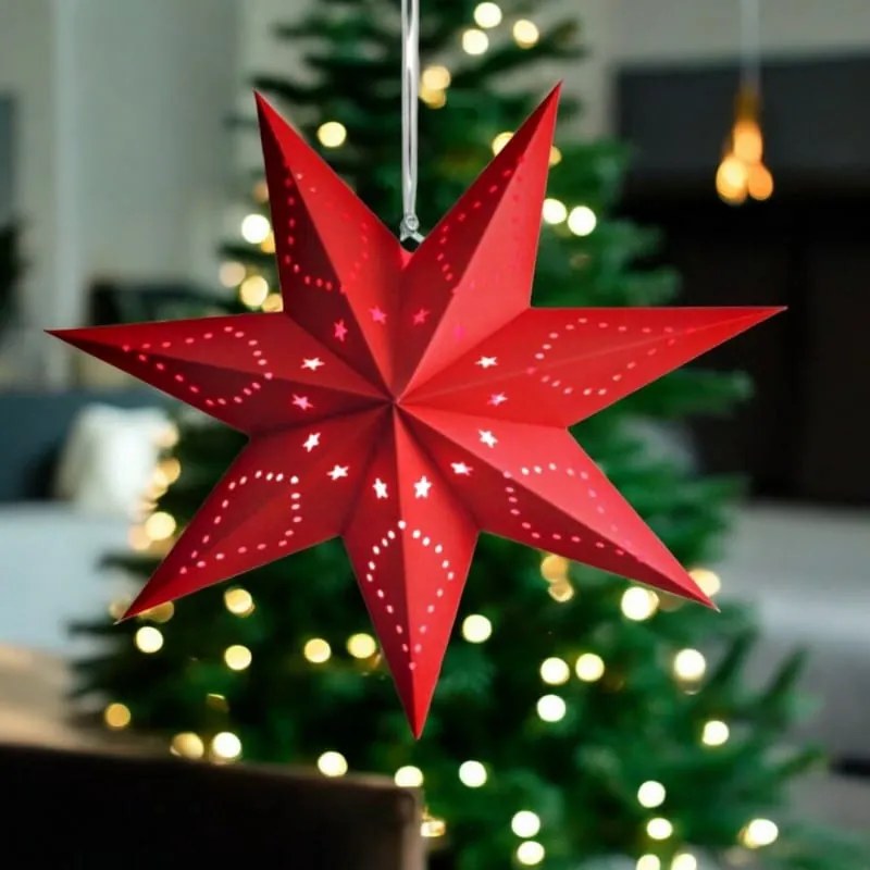 Stea de hartie pentru Craciun cu sapte colturi STARLET 35 cm, rosie