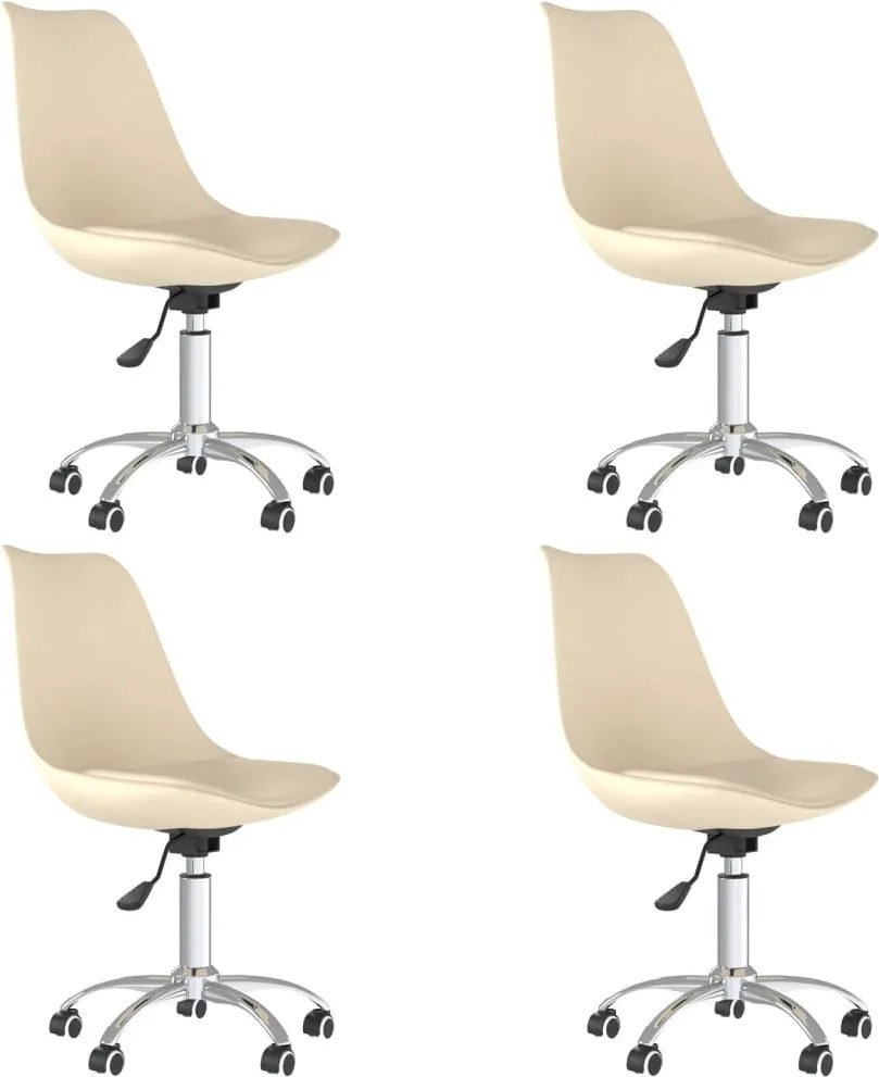 vidaXL Scaune de bucătărie pivotante, 4 buc., crem, material textil