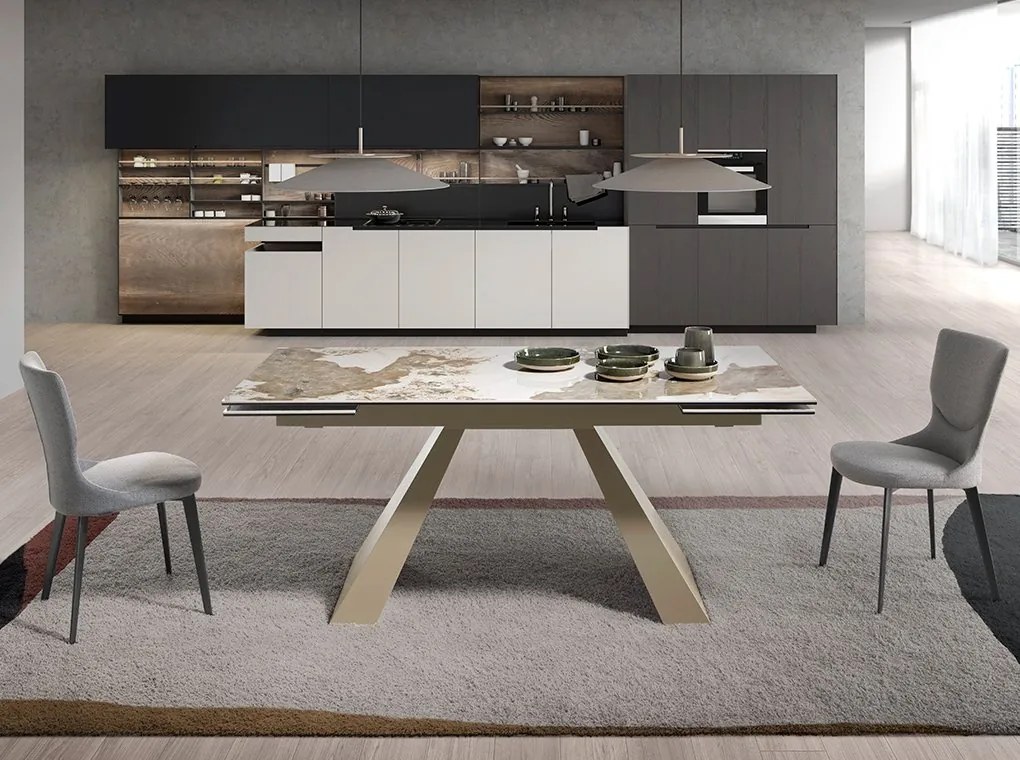 Masa extensibila deosebita design LUX Porcelain Marble 180-260x90cm