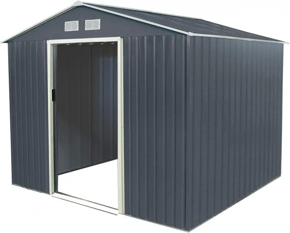 RESIGILAT- Magazie de Gradină, Oțel Galvanizat, Uși Duble, Gri Antracit,312.8x248.2x194 cm,