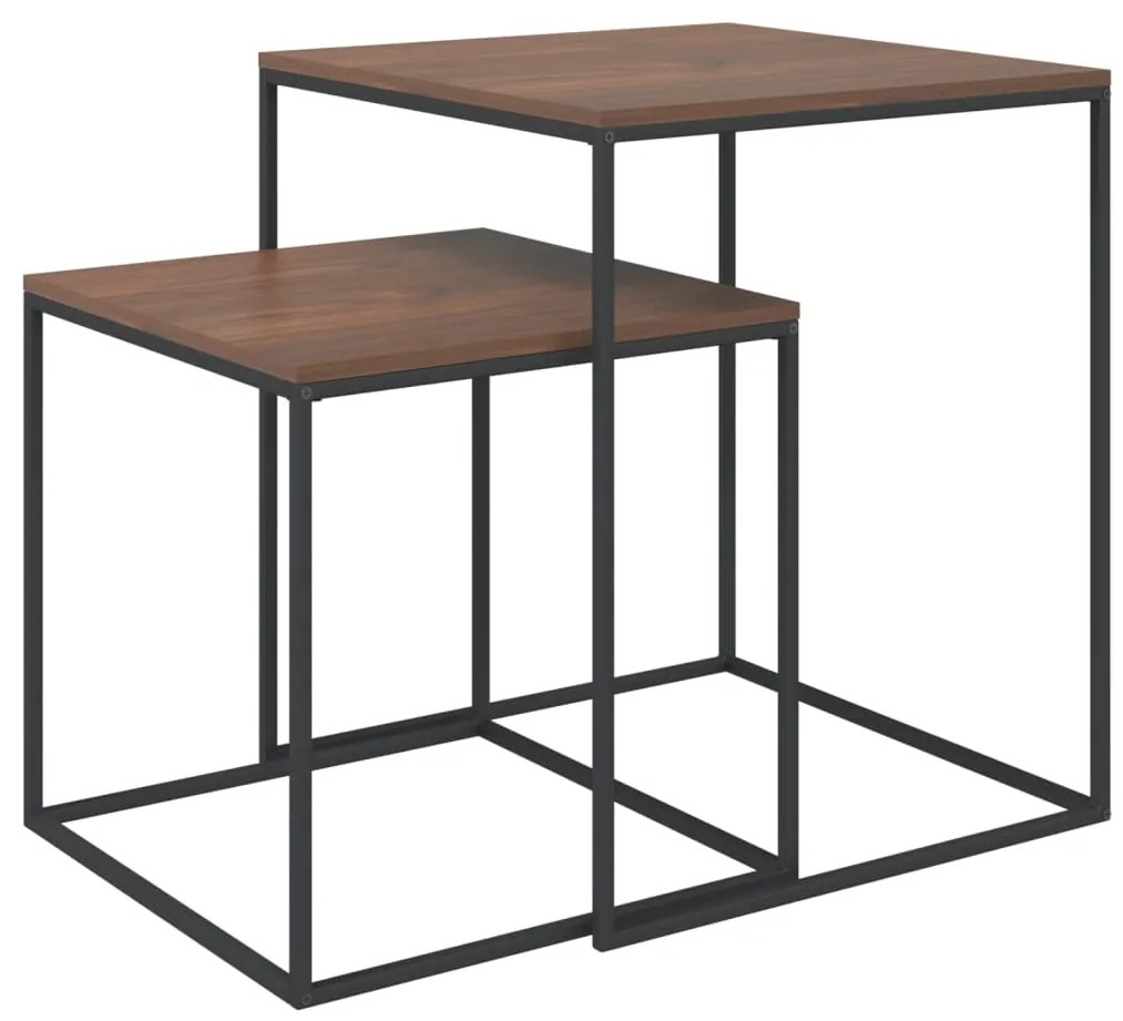 343112 vidaXL Set măsuțe de cafea, 2 buc., lemn prelucrat și metal