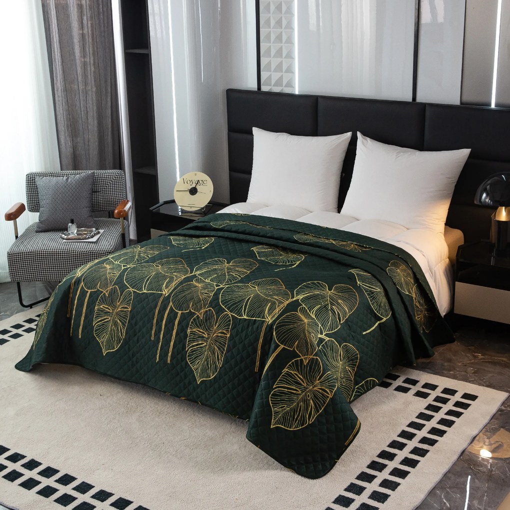 Cuvertura de pat cu model VENECIA verde inchis Dimensiune: 170 x 210 cm