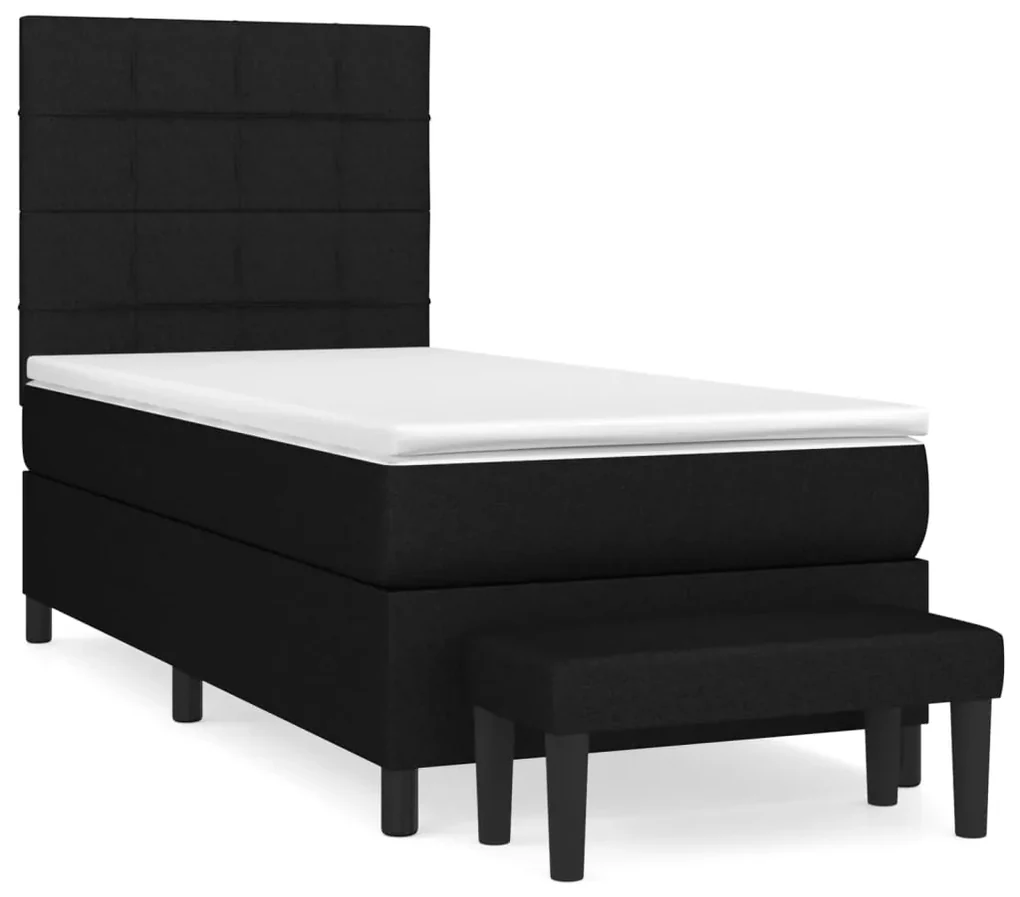 3136559 vidaXL Pat box spring cu saltea, negru, 90x190 cm, textil