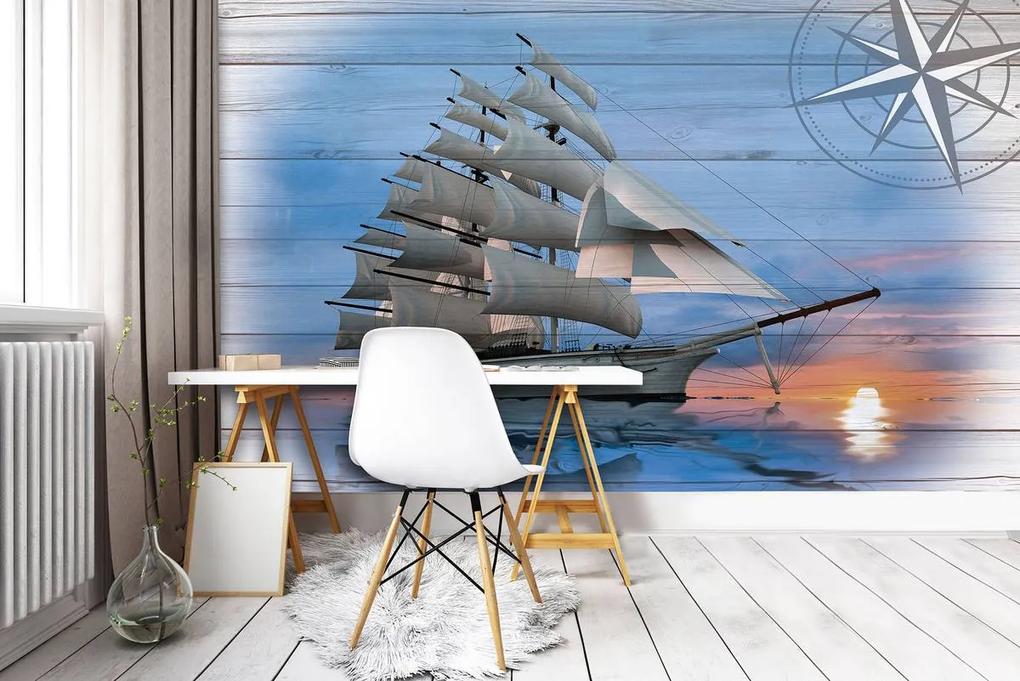 Fototapet - Barca - imitație de lemn (152,5x104 cm), în 8 de alte dimensiuni noi