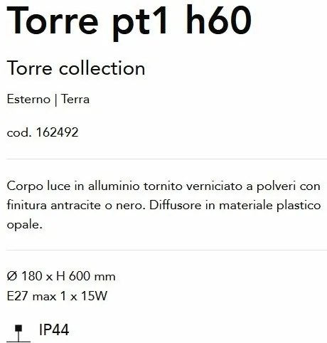 Stalp exterior design modern TORRE pt1 h60 antracit