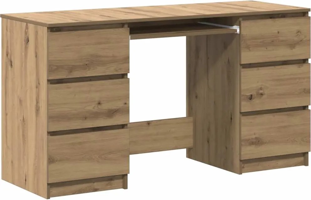 vidaXL Birou de scris, stejar artizanal, 140x50x77 cm, lemn prelucrat