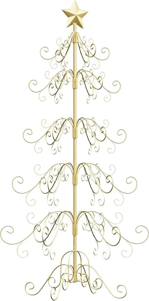 vidaXL Pom de Crăciun din metal Auriu 150 cm Oțel vopsit în pulbere