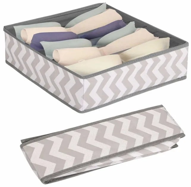 Organizator sertar 7 compartimente 32x32x10 cm, Zig Zag gri