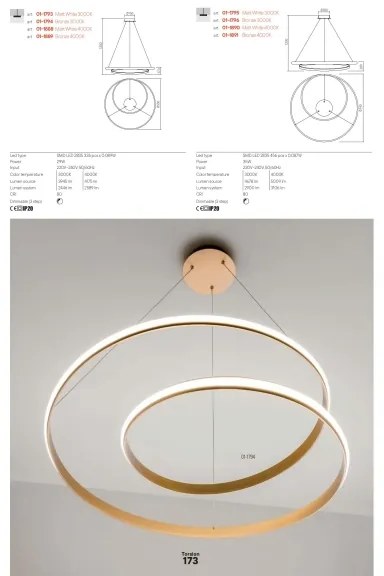 Redo 01-1889 - Lustră LED dimabilă pe cablu TORSION LED/29W/230V Ø 55 cm, bronz