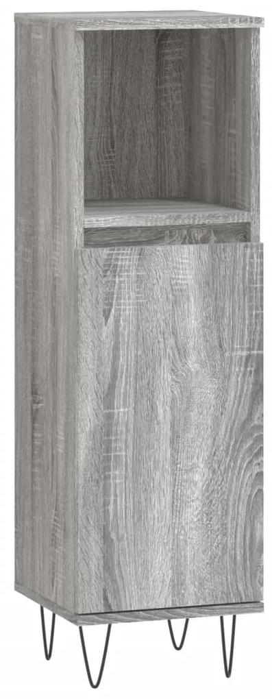 831562 vidaXL Dulap de baie, gri sonoma, 30x30x100 cm, lemn prelucrat