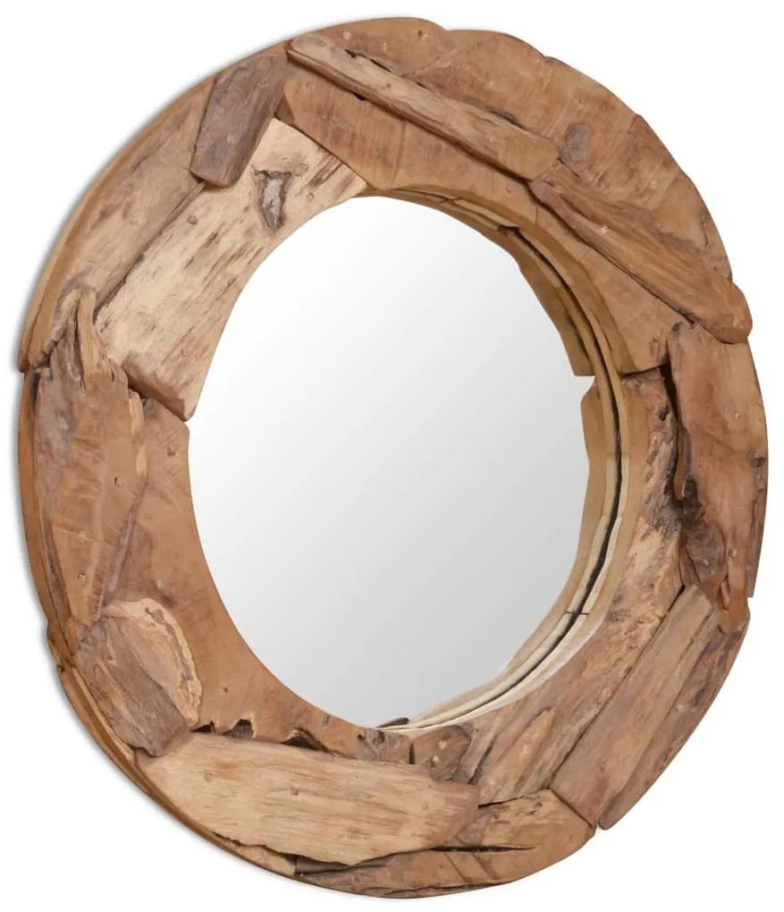 244561 vidaXL Oglindă decorativă, lemn de tec, 80 cm, rotundă