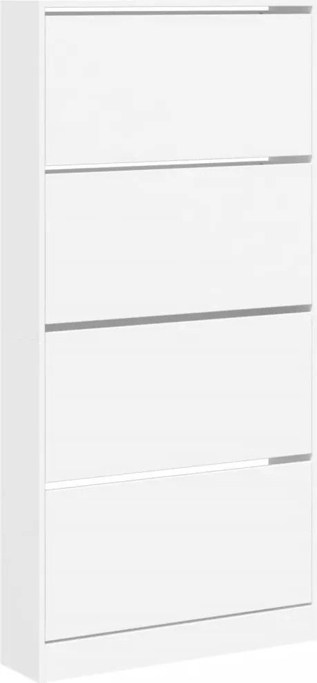vidaXL Dulap de pantofi cu 4 sertare rabatabile, alb, 80x21x163,5 cm