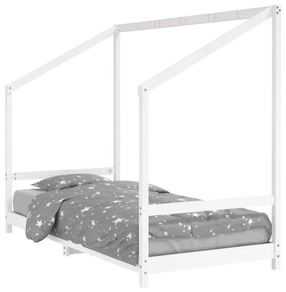 835704 vidaXL Cadru de pat pentru copii, alb, 90x200 cm, lemn masiv de pin