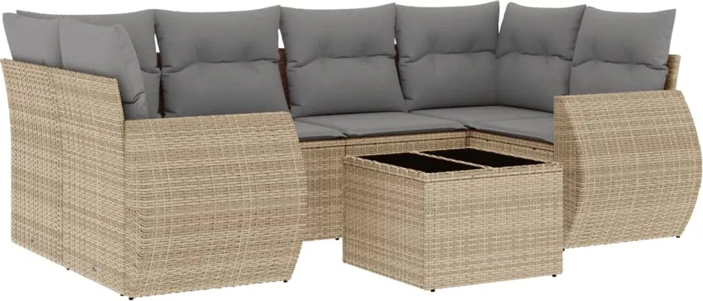 vidaXL Set canapele de grădină, 7 piese, cu perne, bej, poliratan