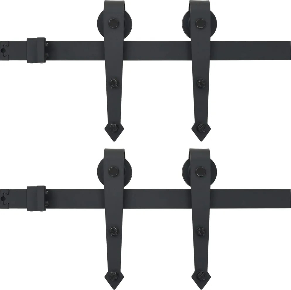 vidaXL Seturi de feronerie uși glisante, 2 buc., negru, 200 cm, oțel