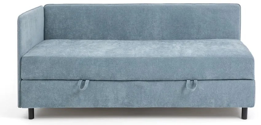 Pat albastru tapițat cu spațiu de depozitare cu saltea 120x200 cm Avela – Bonami Selection
