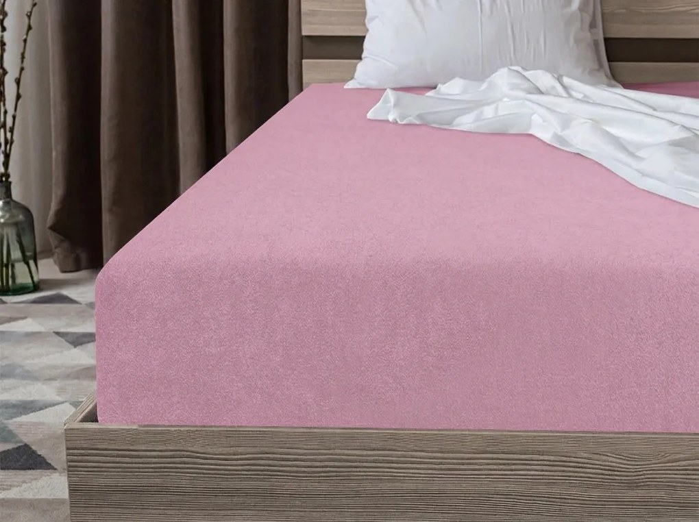 Cearșaf din fleece cu elastic MOLTON roz-mov 180 x 200 cm