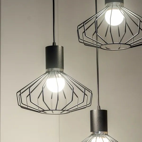 Lustră pe cablu SOLANO 3xE27/15W/230V negru/crom lucios