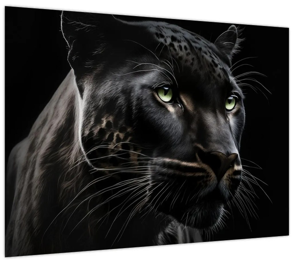 Tablou pe sticlă - Pantera Neagră (70x50 cm)