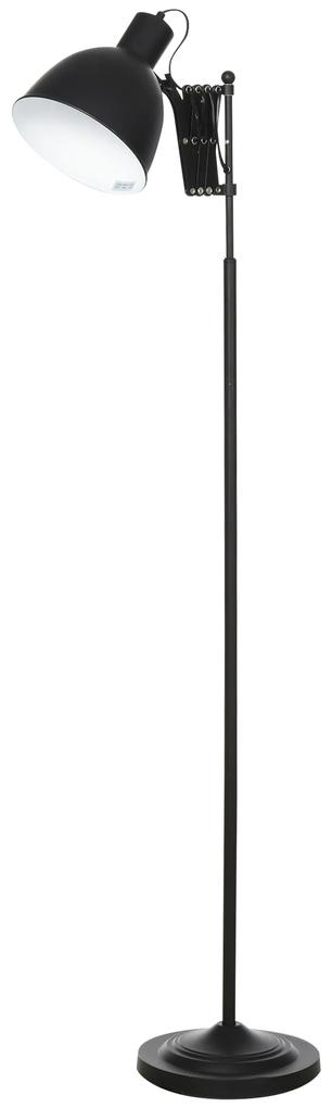 HOMCOM Lampa de podea de 140 cm cu Abajur si Brat Reglabil, baza rotunda, comutator cu pedala, metal, negru