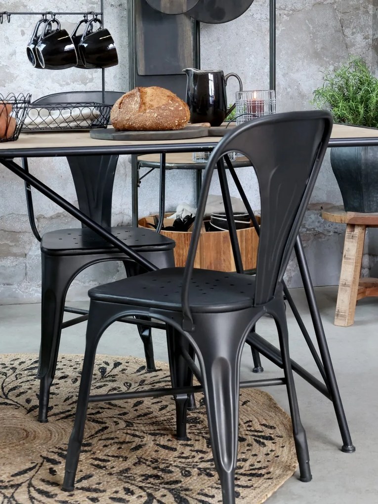 Scaun dining negru din fier Factory