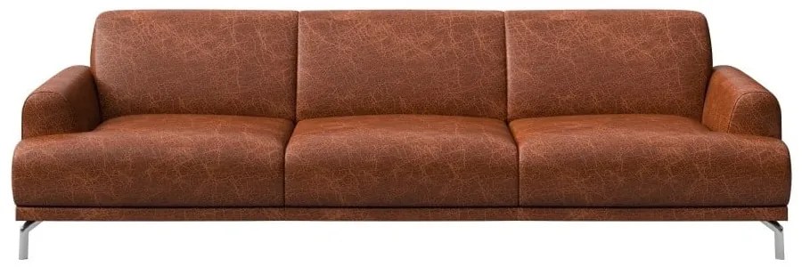 Canapea din piele MESONICA Puzo, maro