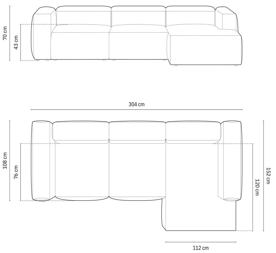 Colțar maro (cu colț pe partea dreaptă/cu șezlong) Bergamo – Cosmopolitan Design