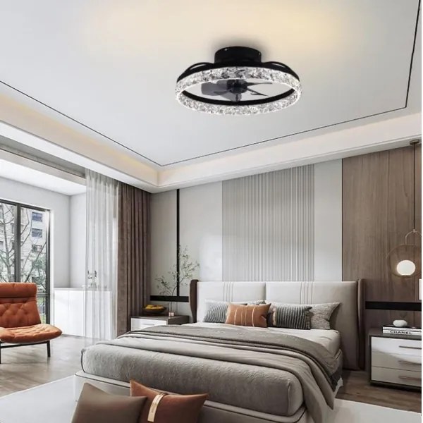 Plafonieră LED dimabilă cu ventilator LED/35W/230V 3000-6500K negru + telecomandă