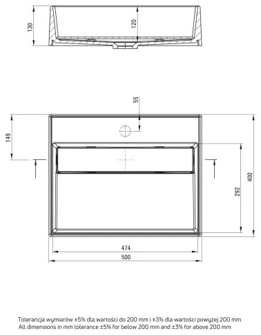 Deante CQR_NU5M - Lavoar pe blat CORREO 40x50 cm granit/negru