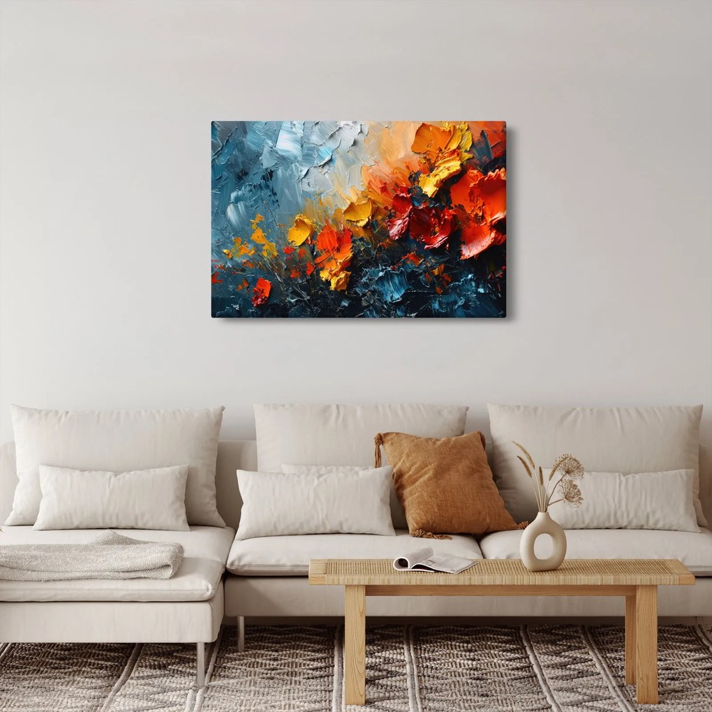 Tablou - Pictură abstractă de flori III. (90x60 cm)