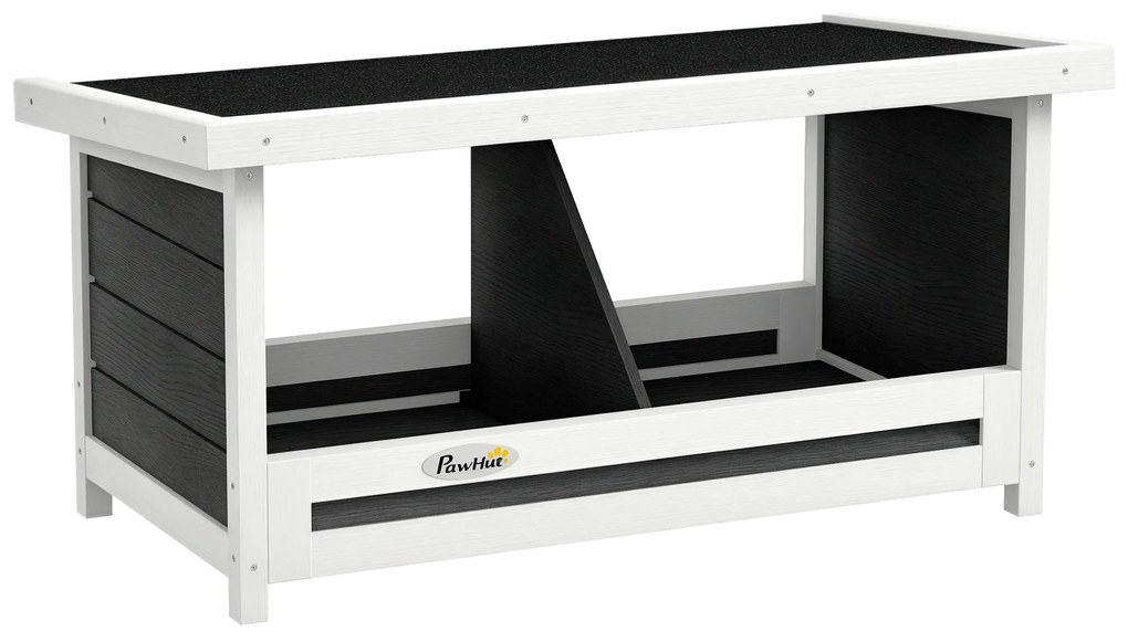 PawHut Cuibar pentru Găini cu 2 Zone, Bază Înălțată și Acoperiș din Bitum, 66x37x34 cm, Gri | Aosom Romania