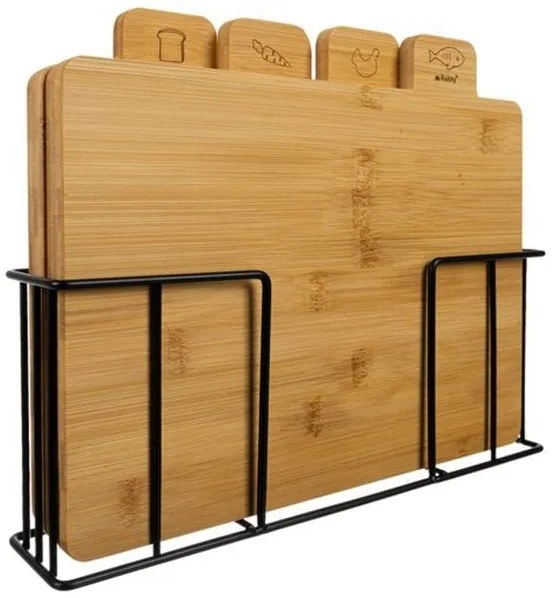Set tocatoare de bucatarie, Ruhhy, bambus, 4 buc, 28x20x1 cm