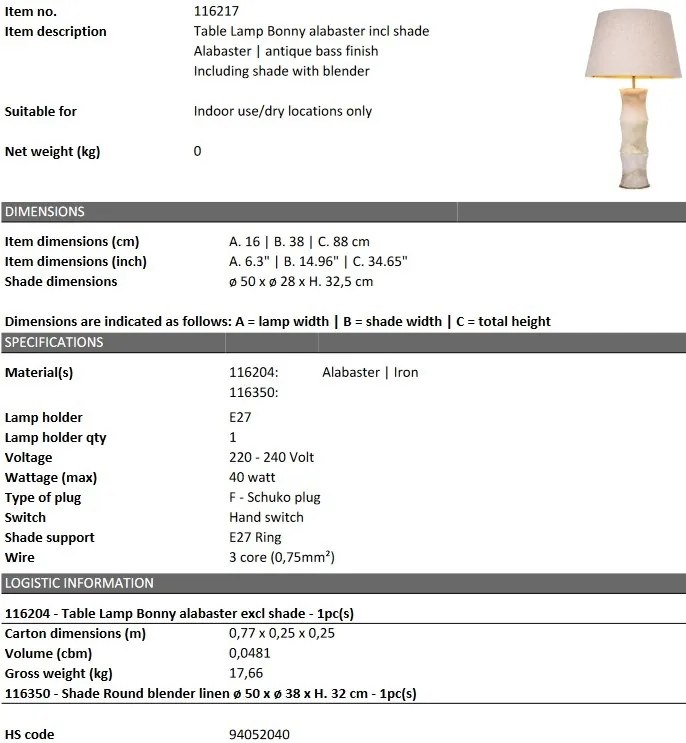 Veioza, lampa de masa design LUX Bonny, alabastru 116217 HZ