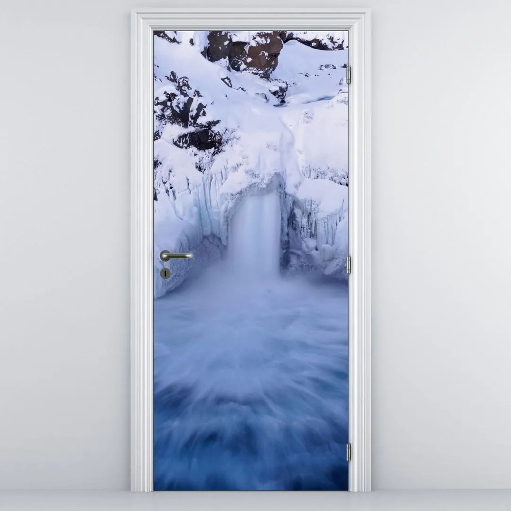 Fototapet pentru ușă - Cascadele iarna (95x205cm)