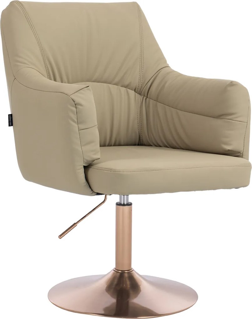 HR840N Scaun Crem Piele Ecologica Premium Soft cu Bază Aurie