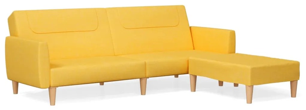3080595 vidaXL Canapea extensibilă cu taburet, 2 locuri, galben, textil
