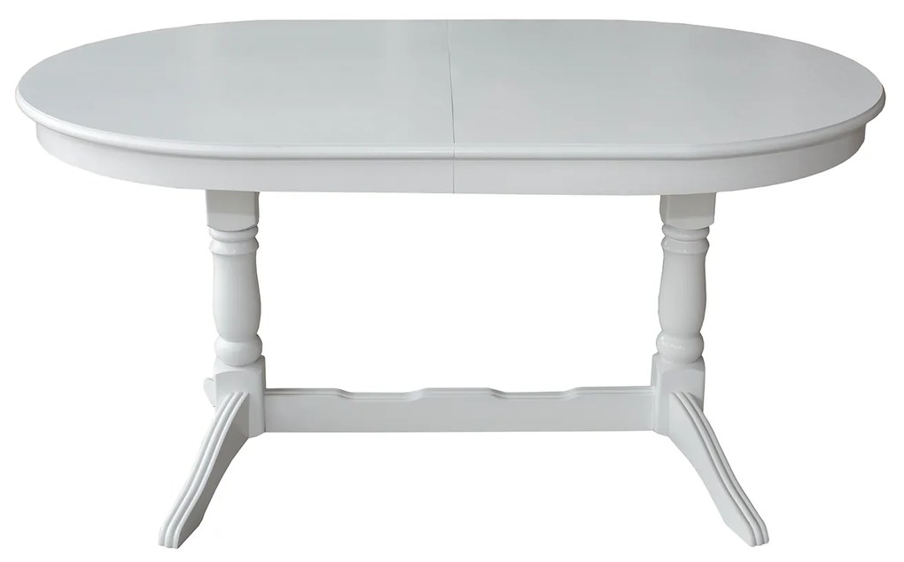 Set masa extensibila cu 4 scaune EUROPA, lemn masiv, ovala, alb, 160 240x90x70 cm