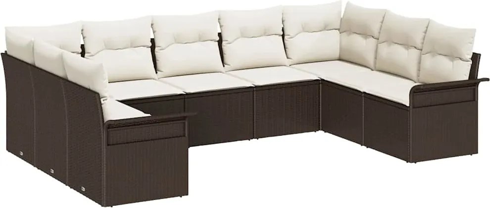 vidaXL Set de canapele pentru grădină 9 pcs Maro poliratan