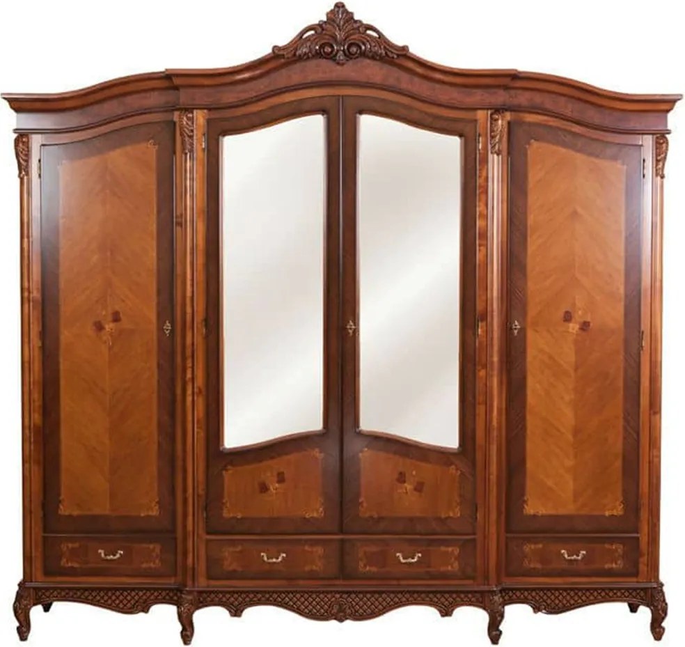Dulap lemn masiv 4 Uși Edward, 220 × 66 × 252 cm