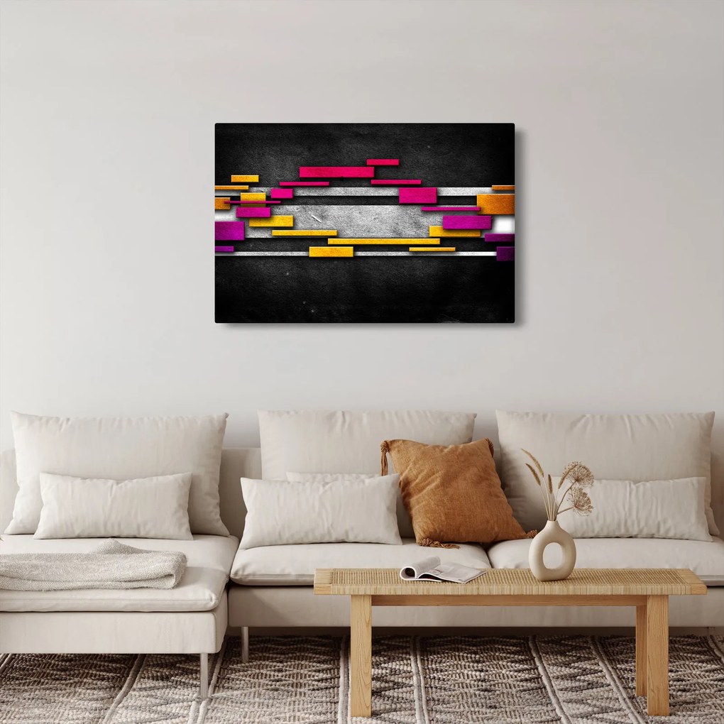 Tablou - Abstrac colorat, fundal negru (90x60 cm)