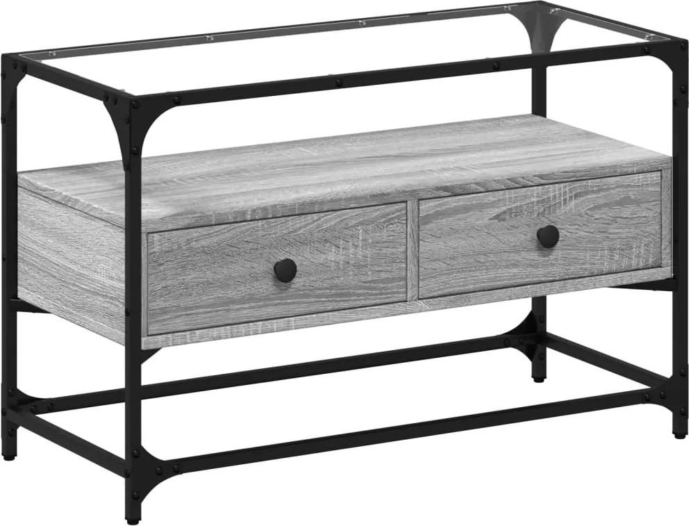vidaXL Dulap TV blat sticlă, gri sonoma, 80x35x51 cm lemn prelucrat