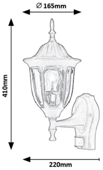 Rabalux 7837 - Aplica de perete pentru exterior cu senzor MILANO 1xE27/60W/230V IP43