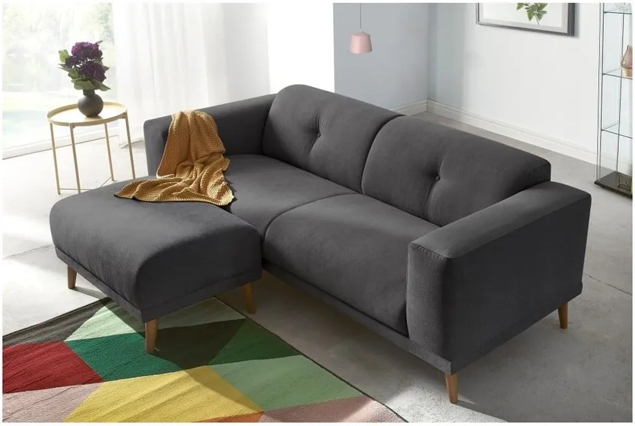 Canapea cu taburet Bobochic Paris Luna, gri închis