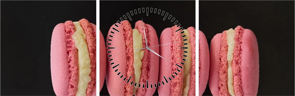 Tablou cu macarons (cu ceas) (90x30 cm)