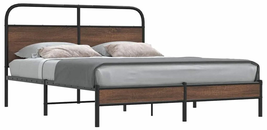 vidaXL Cadru de pat fără saltea stejar maro 150x200 cm Lemn prelucrat
