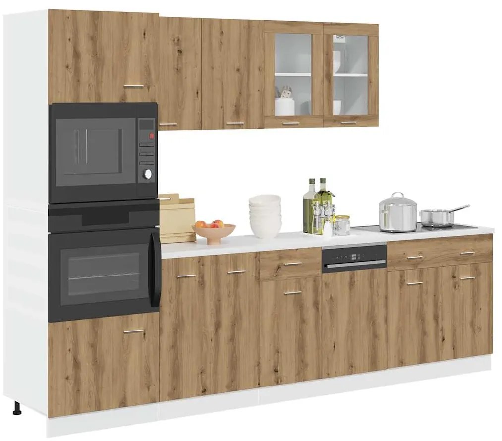 vidaXL Set dulapuri de bucătărie 7 piese Artisan Stejar lemn prelucrat
