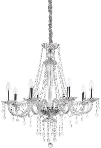 Lustră de cristal pe lanț Ideal Lux AMADEUS 8xE14/40W/230V d. 80 cm transparent